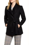 Ted Baker Drytaa Wool Blend Short Wrap Coat In Black