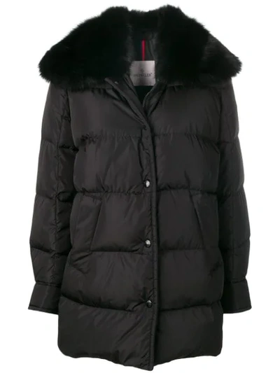 Moncler Mesange Quilted Down Puffer Coat With Removable Genuine Fox Fur Collar In Black