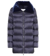 Moncler Torcon Velvet Collar Down Puffer Coat In Blue