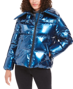 shiny vinyl puffer coat