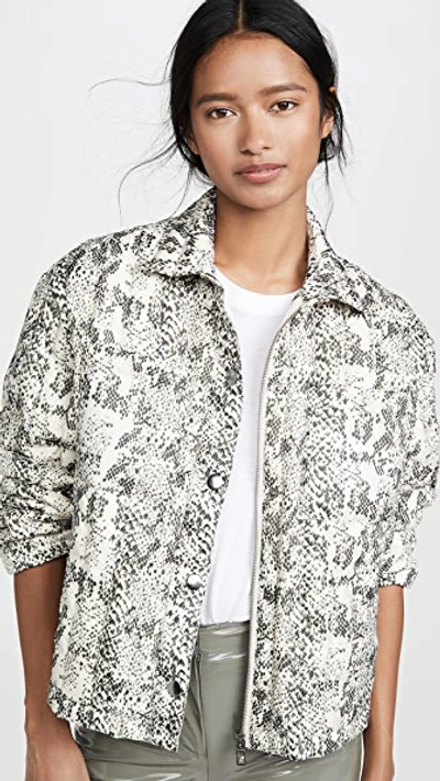 Atm Anthony Thomas Melillo Women's Snake Print Quilted Puffer Jacket In Haze Pavement Combo