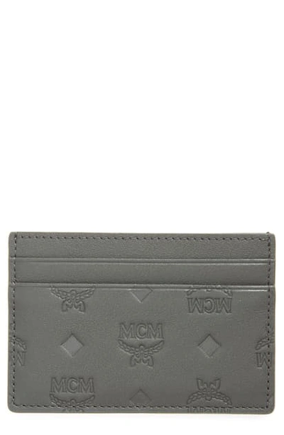 Mcm Klara Monogram Leather Card Case In Charcoal