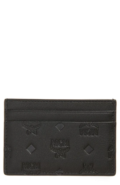 Mcm Patricia Monogrammed Leather Card Case In Black