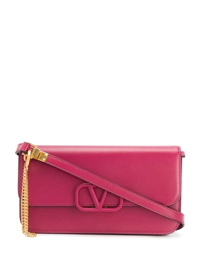 Valentino Garavani Vsling Calfskin Wallet On A Chain In Pink