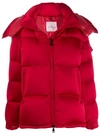 Moncler Wil Hooded Quilted Down Satin Puffer Jacket In Red