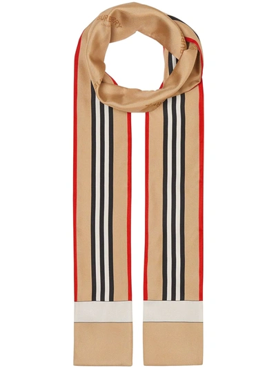 Burberry Icon Stripe Reversible Cashmere Scarf In Archive Beige