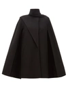 Valentino Scarf Detail Wool & Cashmere Cape In Nero