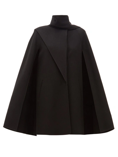 Valentino Scarf Detail Wool & Cashmere Cape In Nero