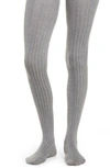 Natori Ribbed Sweater Tights In Medium Gray Heather