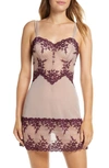 Wacoal 'embrace' Lace & Mesh Chemise In Sphinx/ Pickled Beet