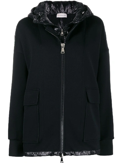 Moncler Quilted Down Mixed Media Jacket In Black