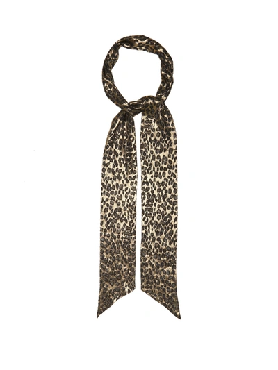 Saint Laurent Large Lavalliere Lame Leopard Jacquard Scarf In Dore/ Noir