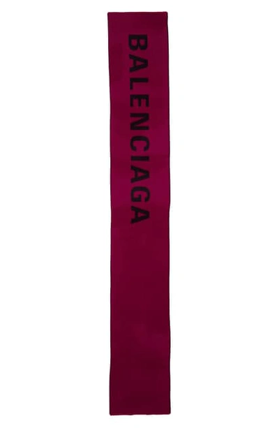 Balenciaga Seas Jacquard Wool Scarf In Amaranth/ Black