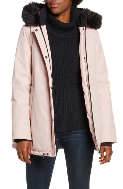 Ugg Bernice Faux Fur Trim Waterproof Parka In Pink Crystal
