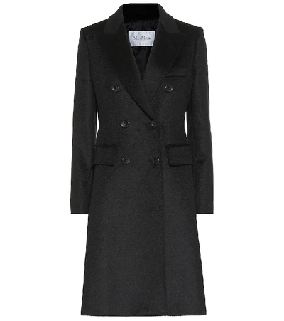 Max Mara Rigel Double Breasted Camel Hair Coat In Black