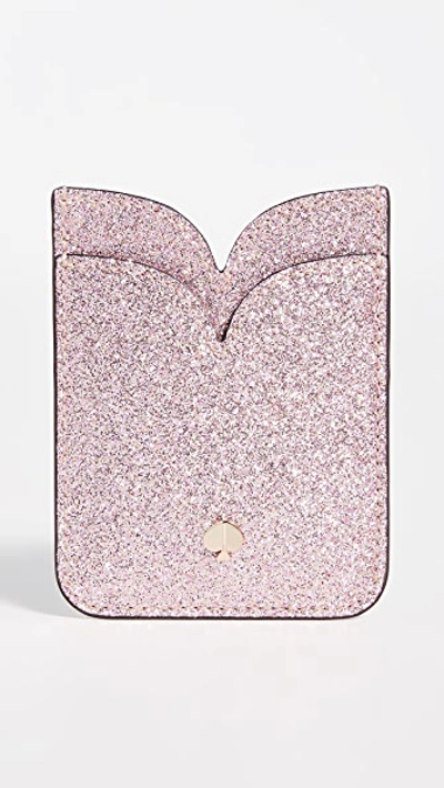 Kate Spade Glitter Double Sticker Phone Pocket In Rose Gold