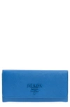 Prada Monochrome Saffiano Leather Wallet In Bluette