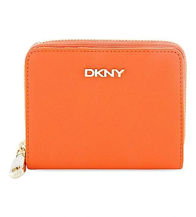 Dkny Chelsea Vintage Leather Small Carryall Wallet In Orange