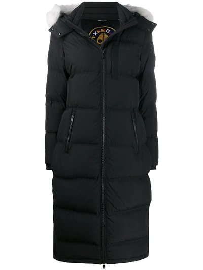 Moose Knuckles Fox Valley Genuine Fox Fur Trim Down Coat In Black