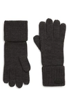 Allsaints Cuffed Knit Gloves In Charcoal