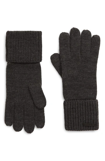 Allsaints Cuffed Knit Gloves In Charcoal