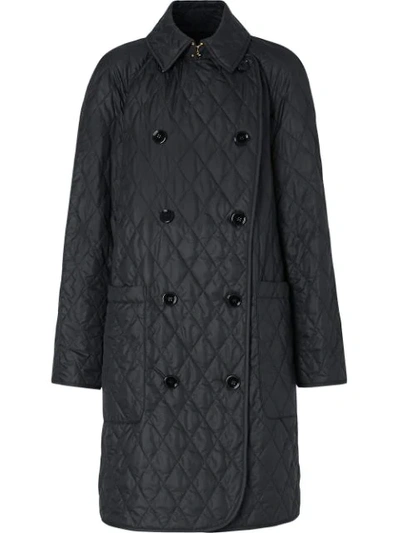 ダウンジャケット・コート BURBERRY TYTHING QUILTED COAT Burberry Tything Quilted Double Breasted Coat In Black