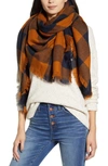 Madewell Buffalo Check Blanket Scarf In Golden Pecan