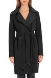 Avec Les Filles Water Resistant Moto Detail Trench Coat In Black