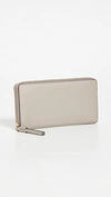 Tory Burch Perry Leather Continental Zip Wallet In Gray Heron/gold