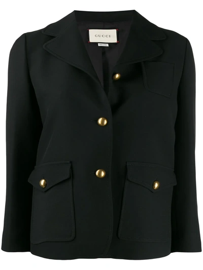 Gucci Silk & Wool Cady Crepe Coat In Black
