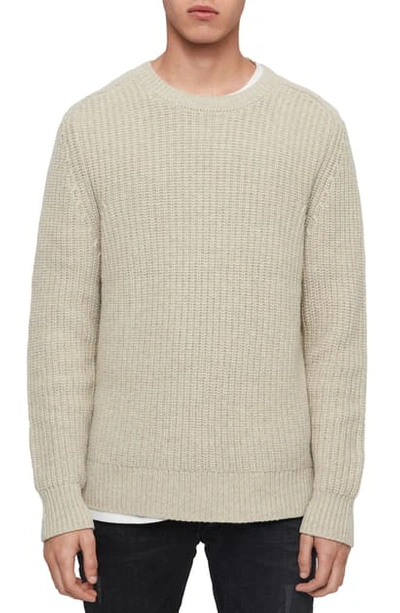 Allsaints Galley Ribbed Crewneck Sweater In Taupe Marl