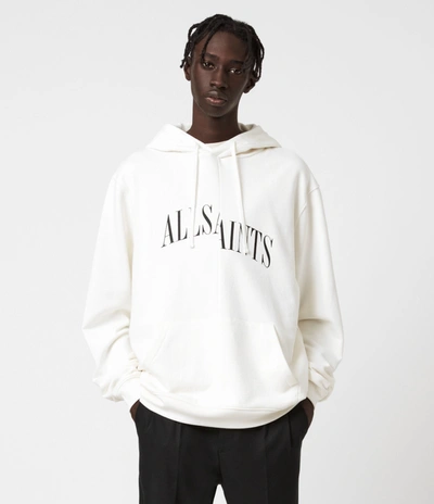 Allsaints Dropout Logo Hoodie Sweatshirt In Chalk White