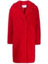 Stand Studio Camille Teddy Faux Fur Cocoon Coat In Red