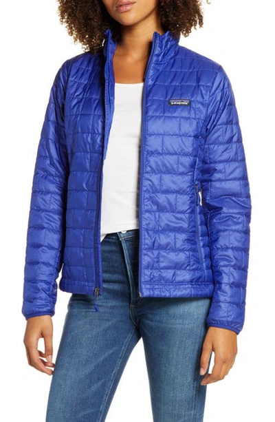 Patagonia Quilted Water Resistant Down Coat In Cobalt Blue W/ Cobalt Blue
