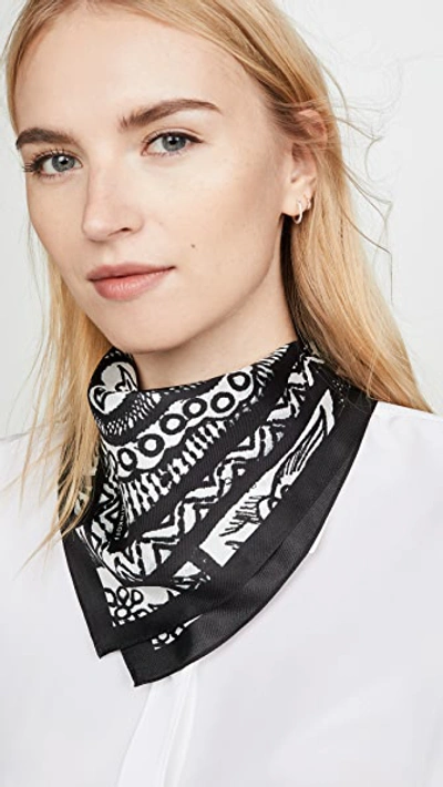 Rebecca Minkoff Lace Print Silk Bandana In Black