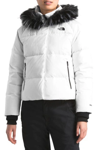 The North Face Dealio 550 Fill Power Crop Hooded Down Jacket In Tnf White