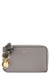 Chloé Alphabet Leather Card Holder In Cashmere Grey