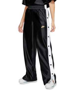 Nike Sportswear Glam Dunk Snap Wide Leg Track Pants In Black/white/white | ModeSens