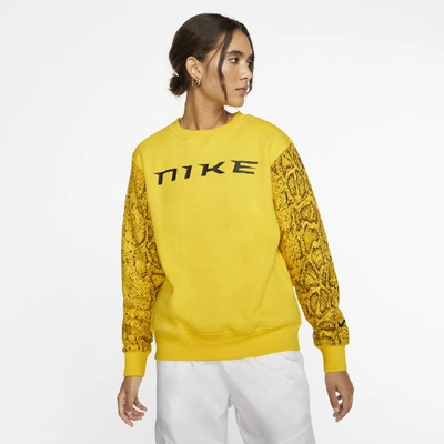 Nike Sportswear Logo Python Print Sweatshirt In Speed Yellow