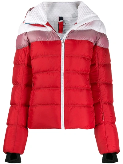 Rossignol Hiver Tailored Fit Waterproof 750-fill-power Down Jacket With Faux Fur Trim In Red