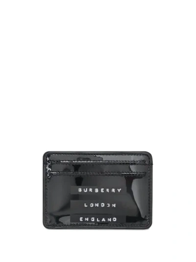 Burberry Tape Print Laminated Card Case In Black