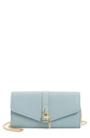 Chloé Aby Long Leather Wallet On A Chain In Faded Blue