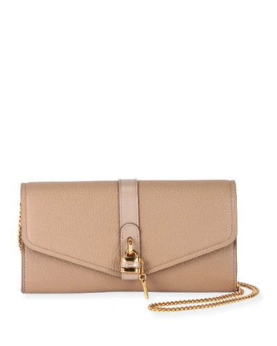 Chloé Aby Long Flap Wallet On Chain In Gray