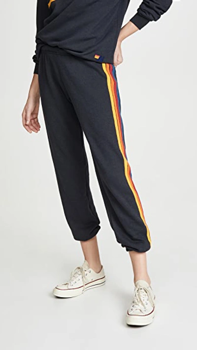 Aviator Nation 5 Stripe Sweatpants Charcoal In Charcoal/classic Stripe