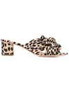 Loeffler Randall Emilia Bow-detailed Leopard-print Plissé-lamé Mules In Animal