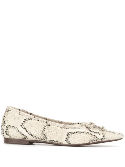 Schutz Arissa Snakeskin Embossed Leather Ballet Flat In Natural Leather