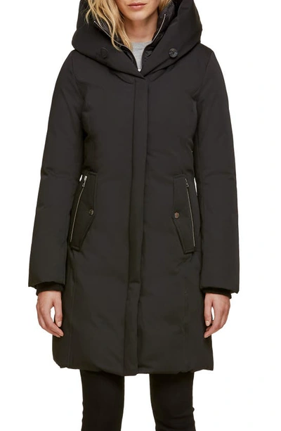 Soia & Kyo Slim Fit Hooded Down Coat In Black