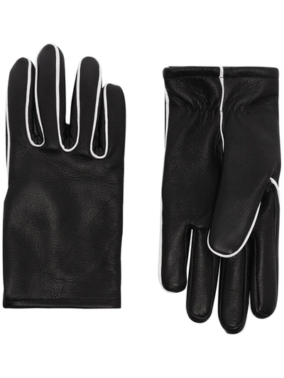 Kagawa Gloves Black Piping Leather Gloves