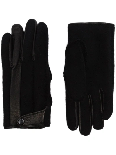 Kagawa Gloves Black Contrast Detail Wool Gloves
