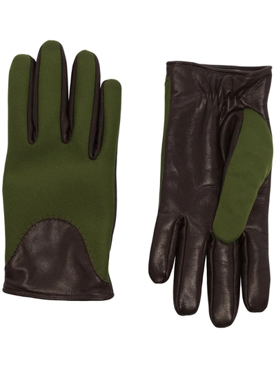 Kagawa Gloves Green And Black Leather And Neoprene Gloves